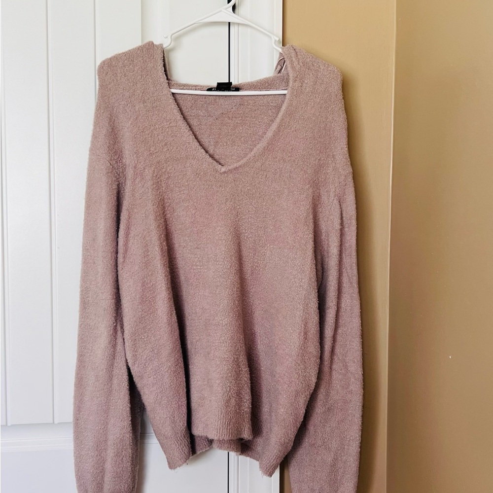 Rachel Zoe V-Neck Hooded Sweater in Taupe